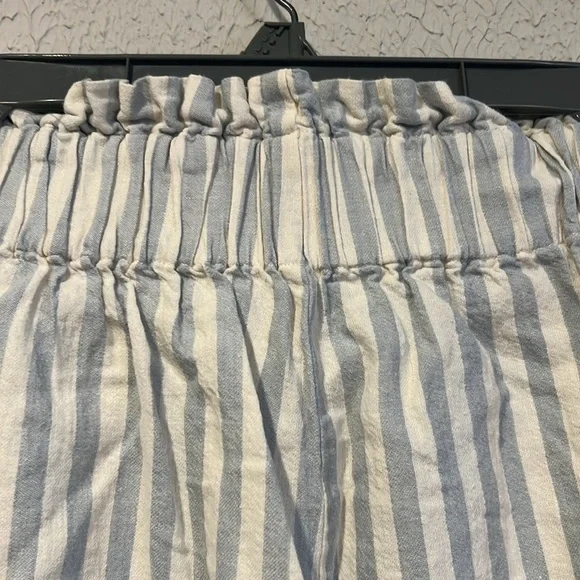 Madewell Huston blue and ivory tie waist wide leg cropped pants size X small - Picture 9 of 12